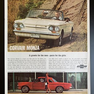 Vintage 1960s chevrolet corvair monza print advertisement