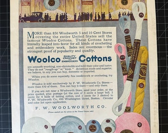 Vintage 1910s woolworth’s store - woolco cottons print ad