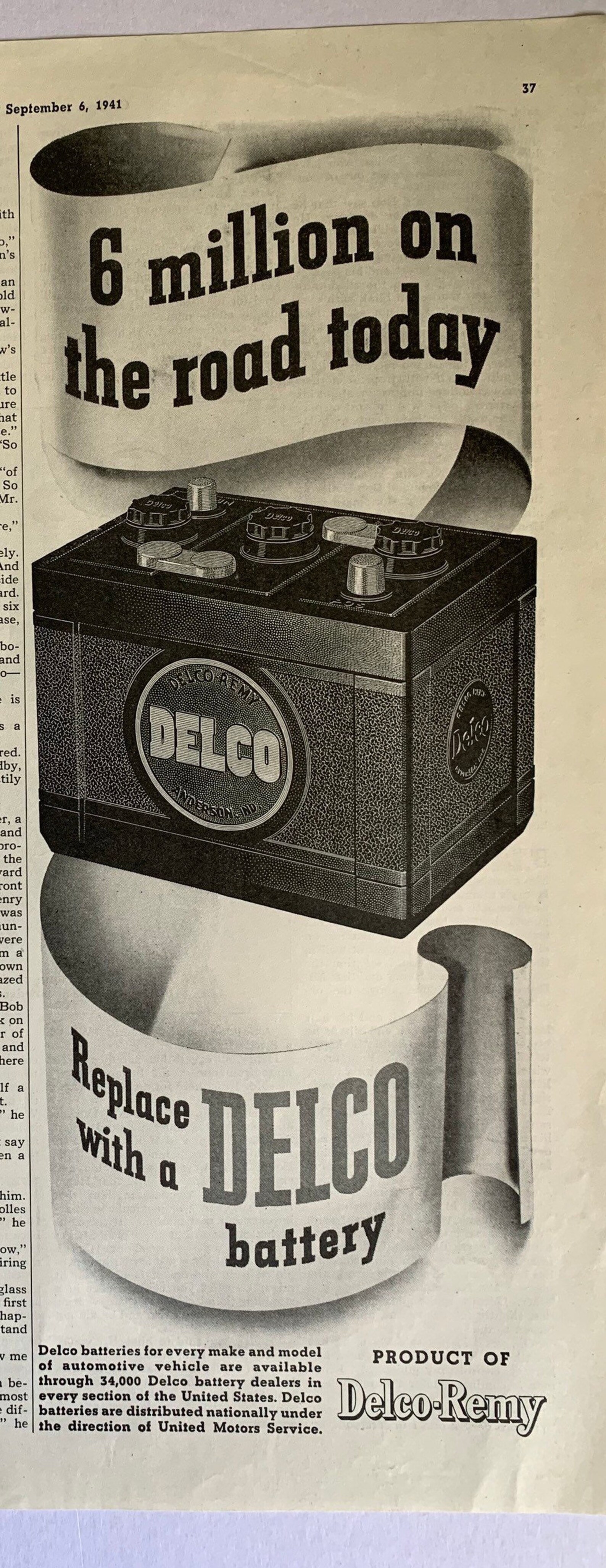 Vintage 1940s Delco Automobile Battery Ad Etsy