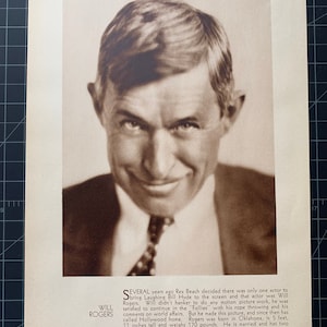 Vintage Will Rogers Photoplay Portrait Print