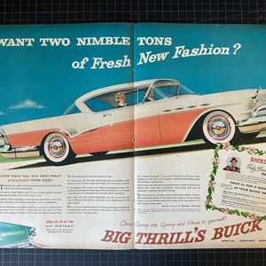 Vintage 1957 buick 2-page print advertisement