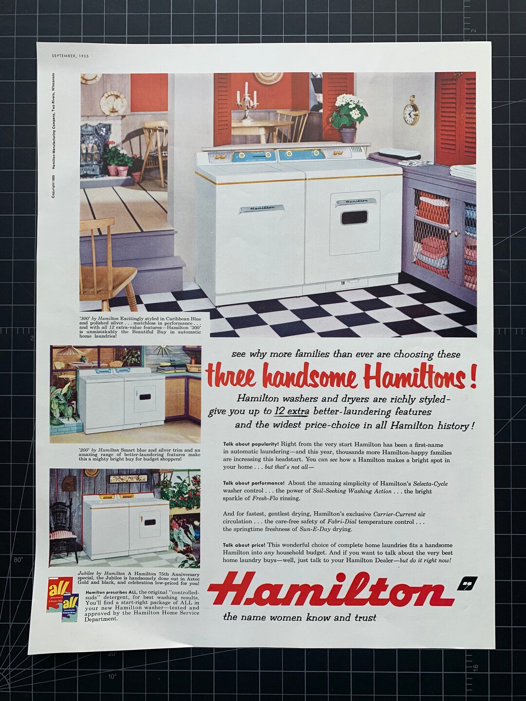 Vintage 1955 Hamilton Appliances Washer/dryer Print Ad Etsy