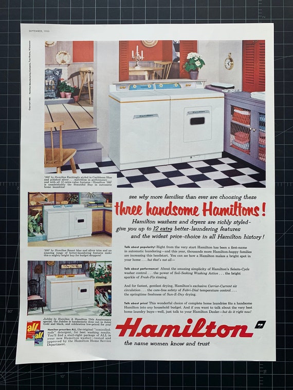 Vintage 1955 Hamilton Appliances Washer/Dryer Print Ad Etsy