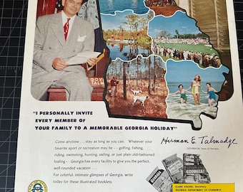 Anuncio original de viajes de Georgia de la década de 1950