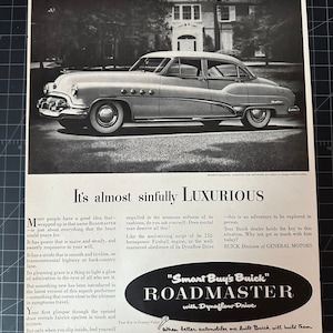 Vintage 1950s buick roadmaster print advertisement