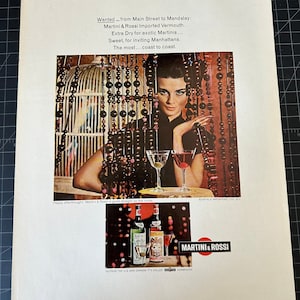 Vintage 1960s martini & rossi vermouth print advertisement