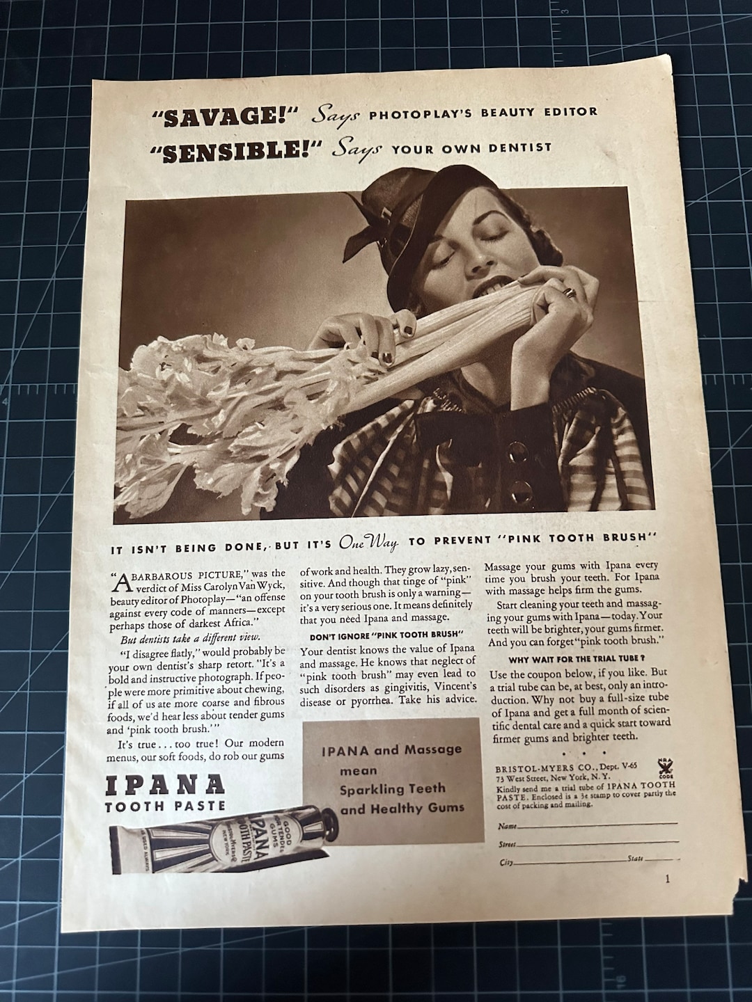 Vintage 1930s Ipana Toothpaste Print Ad Etsy