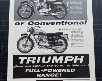 Vintage 1960 Triumph Motorcycles Original Advertisement - Etsy