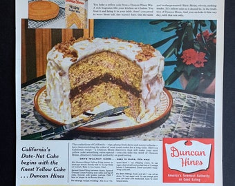 Vintage 1957 duncan hines cake print ad