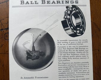 Vintage 1929 New Departure Ball Bearings Original Print Ad