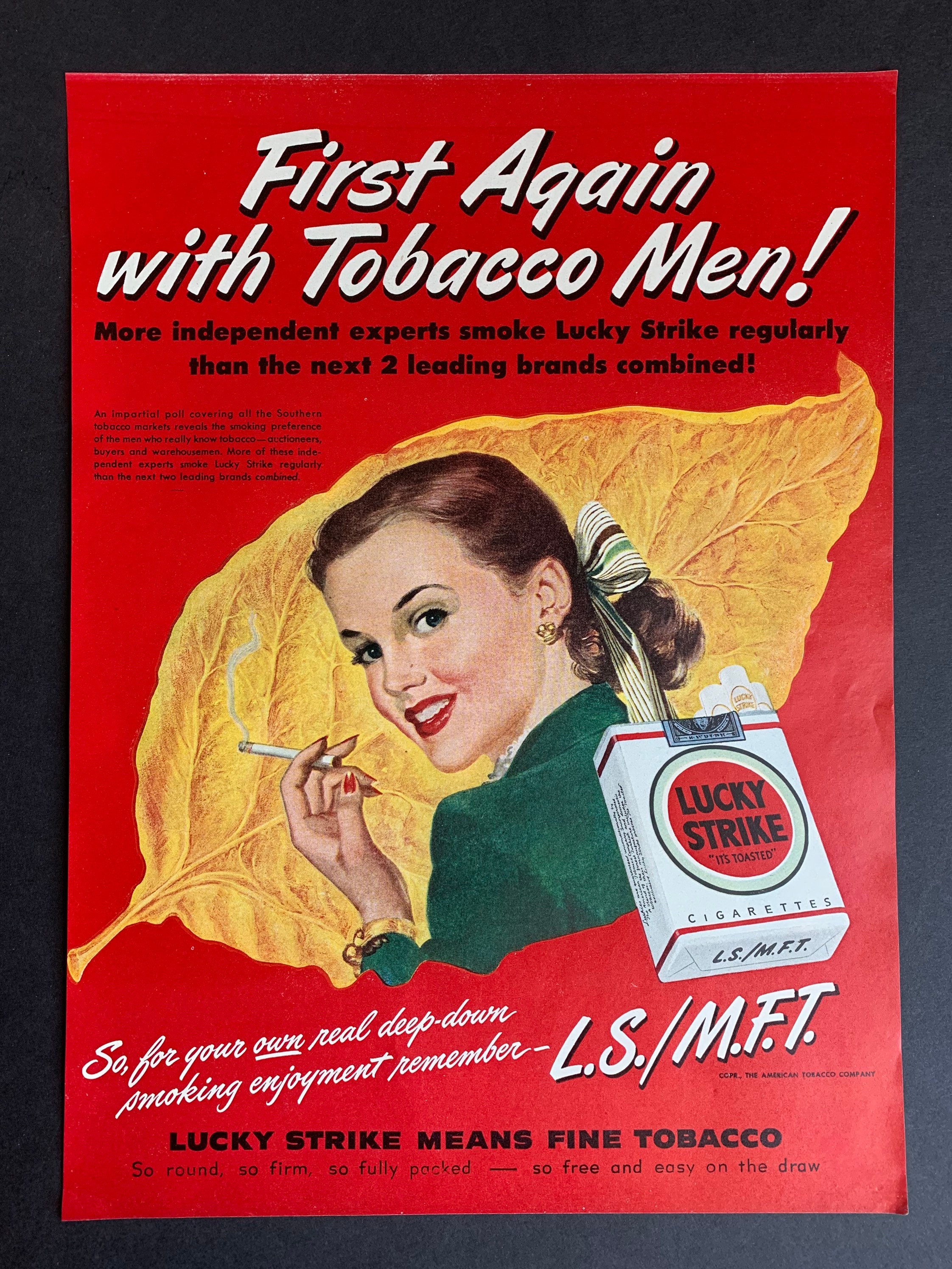 Vintage 1949 Lucky Strike Cigarettes Print Advertisement - Etsy
