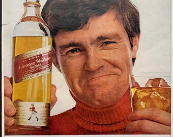 Vintage 1960er Jahre Johnnie Walker Red Label Whisky Original Print Ad