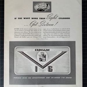 Vintage 1938 cadillac print advertisement