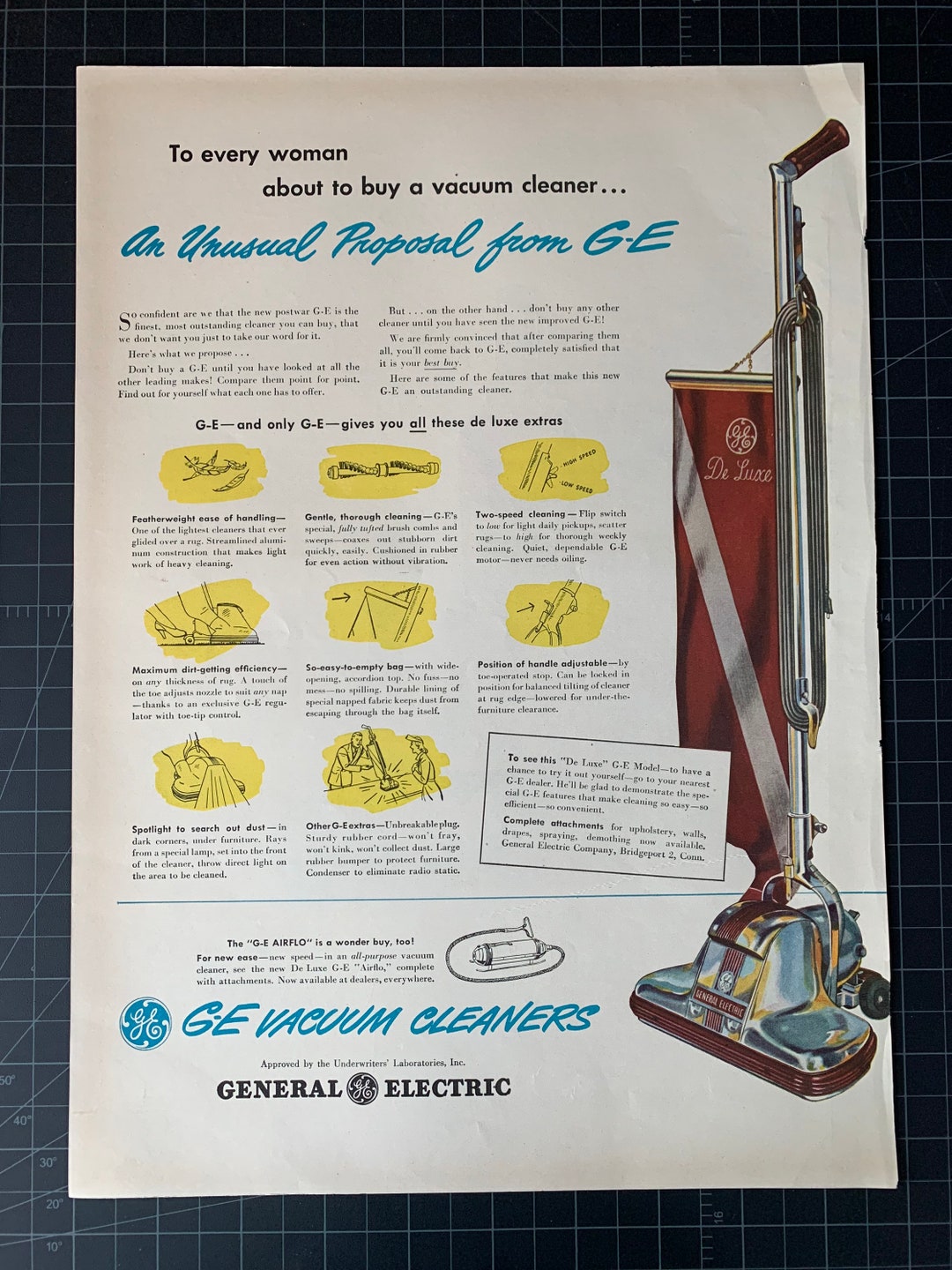 Vintage 1946 General Electric Vacuum Cleaners Print Ad Etsy