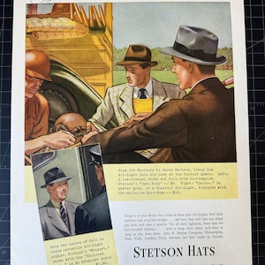 Vintage 1930s Stetson Hats Print Ad