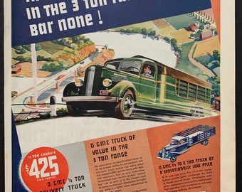 Anuncio impreso original de General Motors Truck Company de 1936