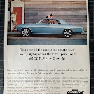 Vintage 1965 chevrolet corvair monza sport sedan print advertisement