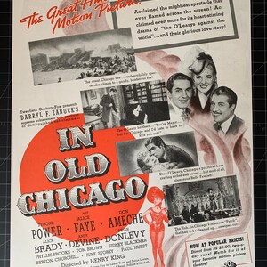 Vintage 1938 “in old chicago” film - tyrone power - alice fayevintage