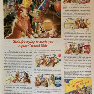Borden/'s Evaporated Milk Elsie Cow 1950/'s Borden/'s Vintage Ads Advertising Art Set of Three Magazine Ad Eagle Brand. Instant Coffee