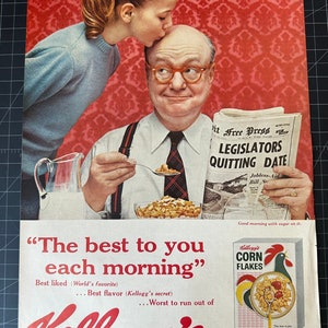 Vintage 1959 kelloggs corn flakes print advertisement