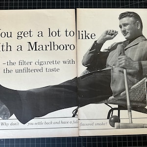 Vintage 1960s Marlboro Cigarettes 2-Page Print advertisement