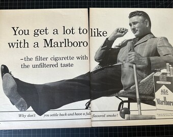 Vintage 1960s Marlboro Cigarettes 2-Page Original Advertisement