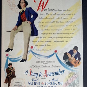 Vintage 1942 “A Song to Remember” Film Print Ad - Paul Muni - Merle Oberon
