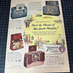 Vintage 1949 Zenith Radio Print Ad