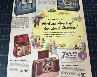 Vintage 1949 Zenith Radio Print Ad