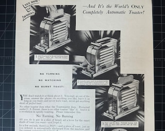 Vintage 1940s Toastmaster Toaster Print Advertisement Retro Gift Decor ...