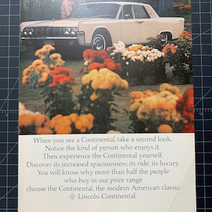 Reklama Lincoln Continental Print z lat 60. XX wieku