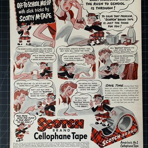 ヴィンテージ 1951 3 m スコッチ テープ プリント広告