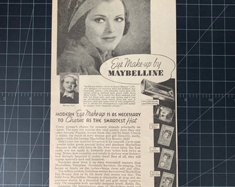 Vintage 1936 maybelline cosmetics print ad