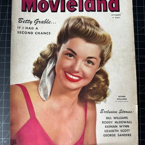 Copertina della rivista Movieland vintage anni &#39;40 - Esther Williams - SOLO COPERTINA vintage