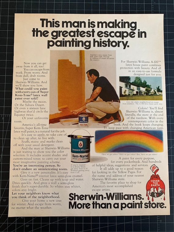 Vintage 1970s Sherwin-williams Paint Print Ad 