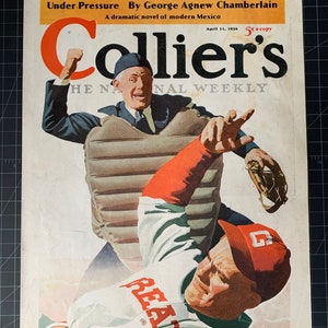 Vintage 1936 collier’s magazine cover print ad - vintage baseballvintage