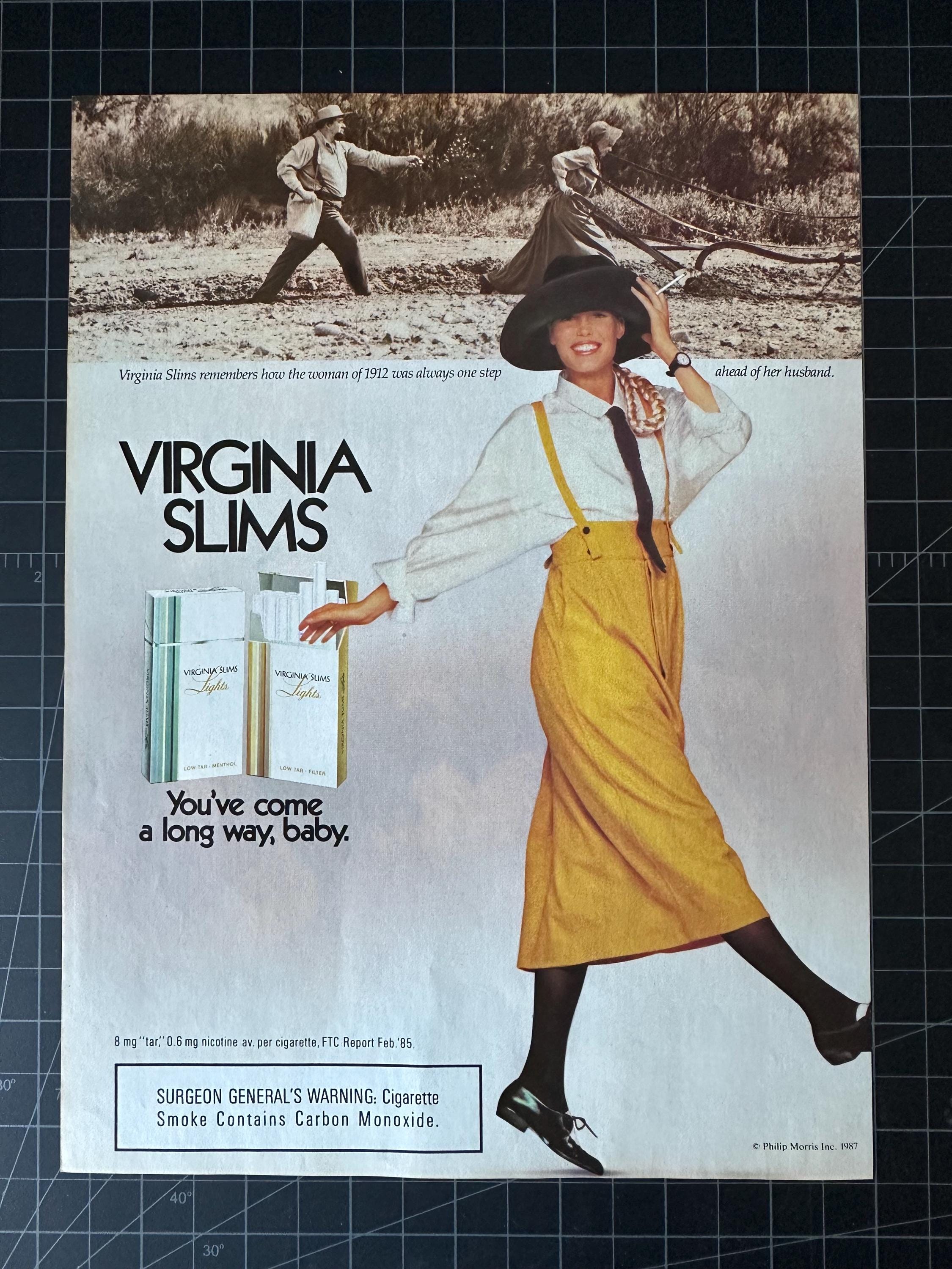 Virginia slims バージニアスリム 白水着 自販機プラ ポスター 1980年代のヴィンテージバージニアスリムタバコ広告・ファッション