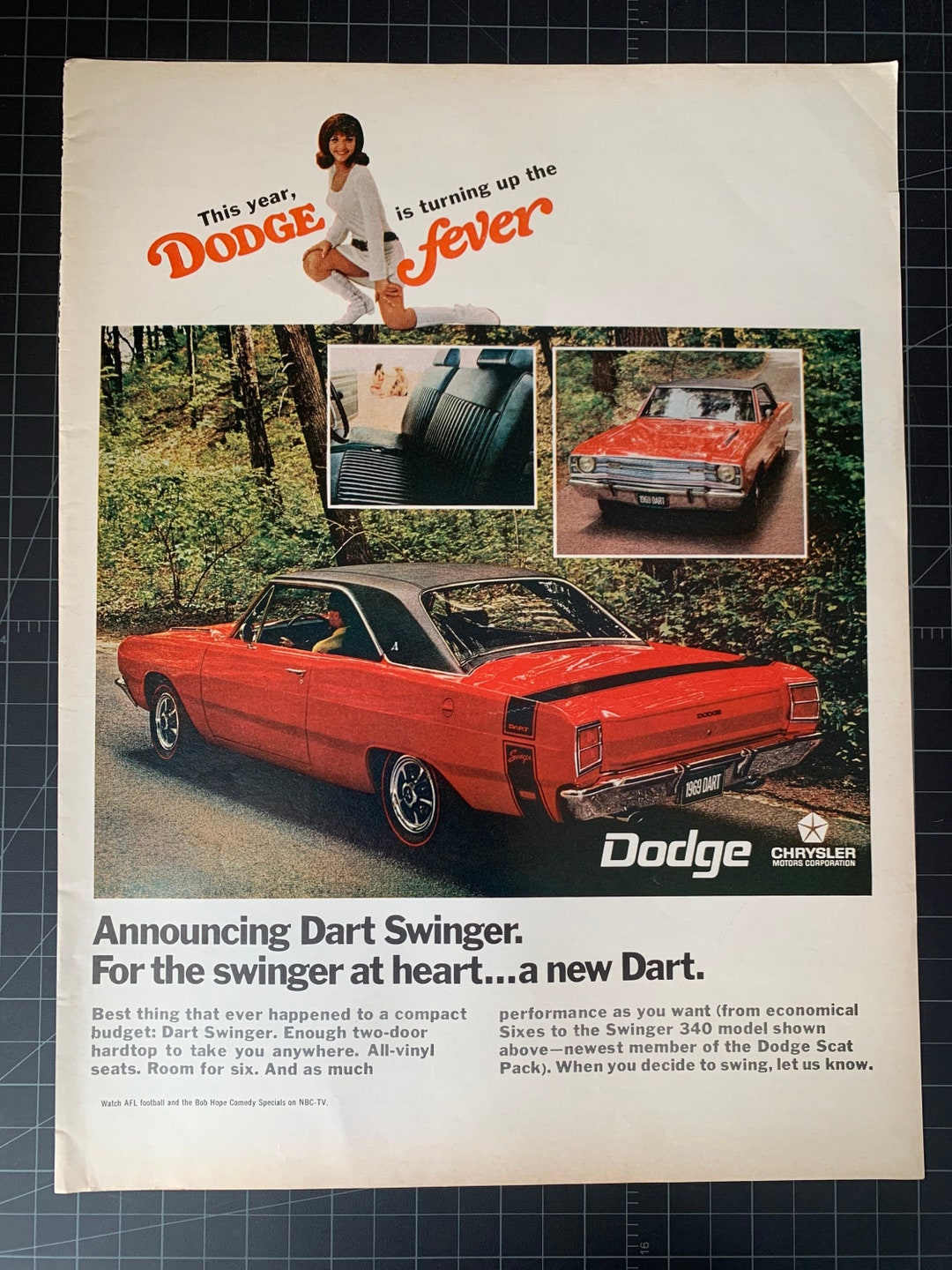 Vintage 1969 Dodge Dart Swinger Print Ad pic pic