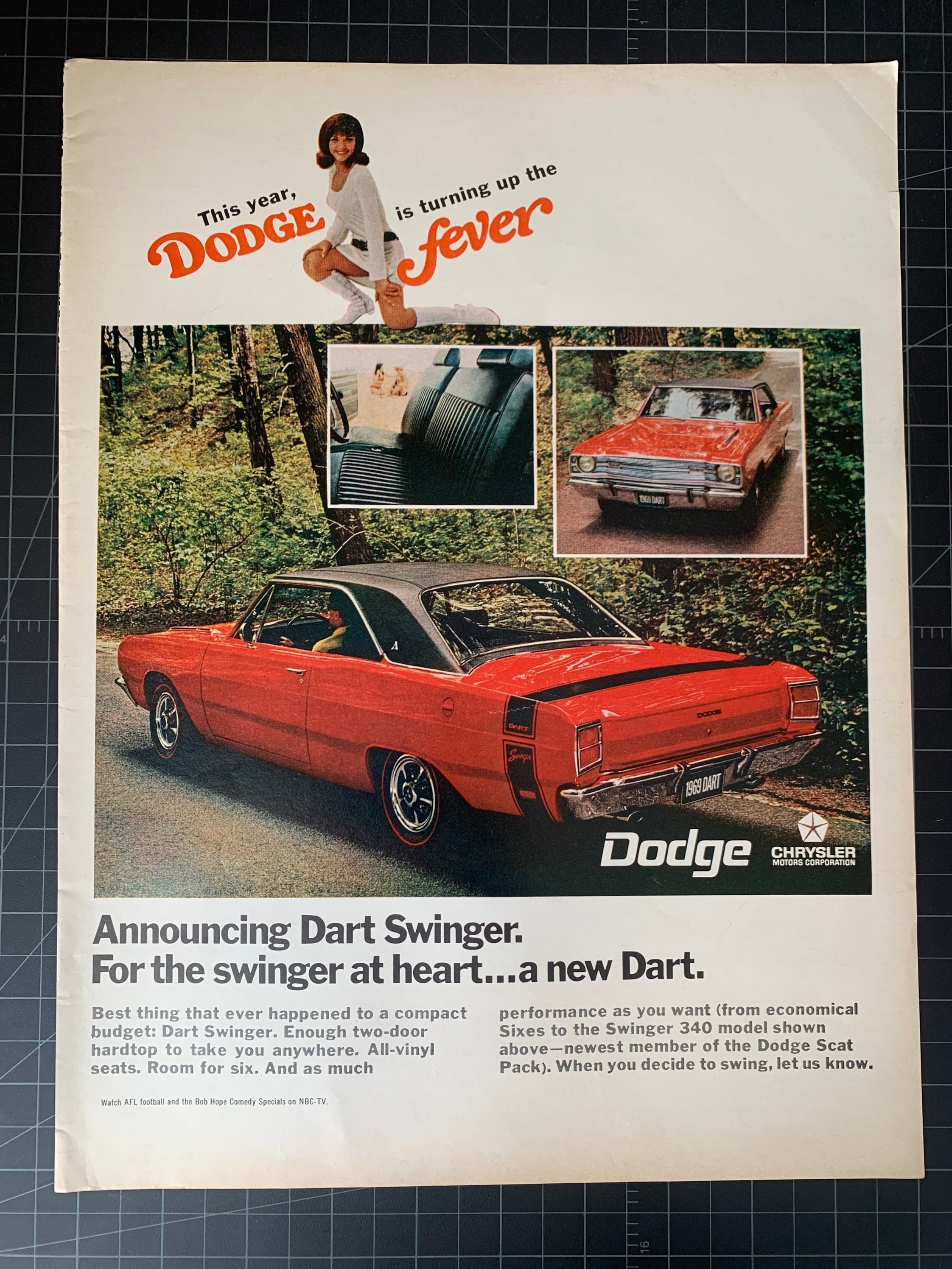 Vintage 1969 Dodge Dart Swinger Print Ad photo