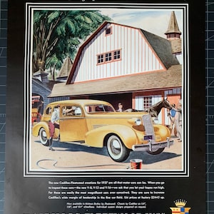 Vintage 1937 cadillac fleetwood print advertisement