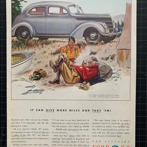 Vintage 1938 Ford V-8 Auto Print Werbung