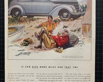 Anuncio impreso original del Ford V-8 de 1938