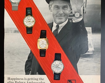 Orologio Bulova Ambassador vintage del 1965, pubblicità stampata, regalo retrò, decorazione