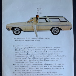 Anuncio impreso de un Buick Sportwagon clásico de 1965