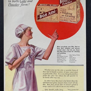 Vintage 1922 bon ami cleaning powder advertisement