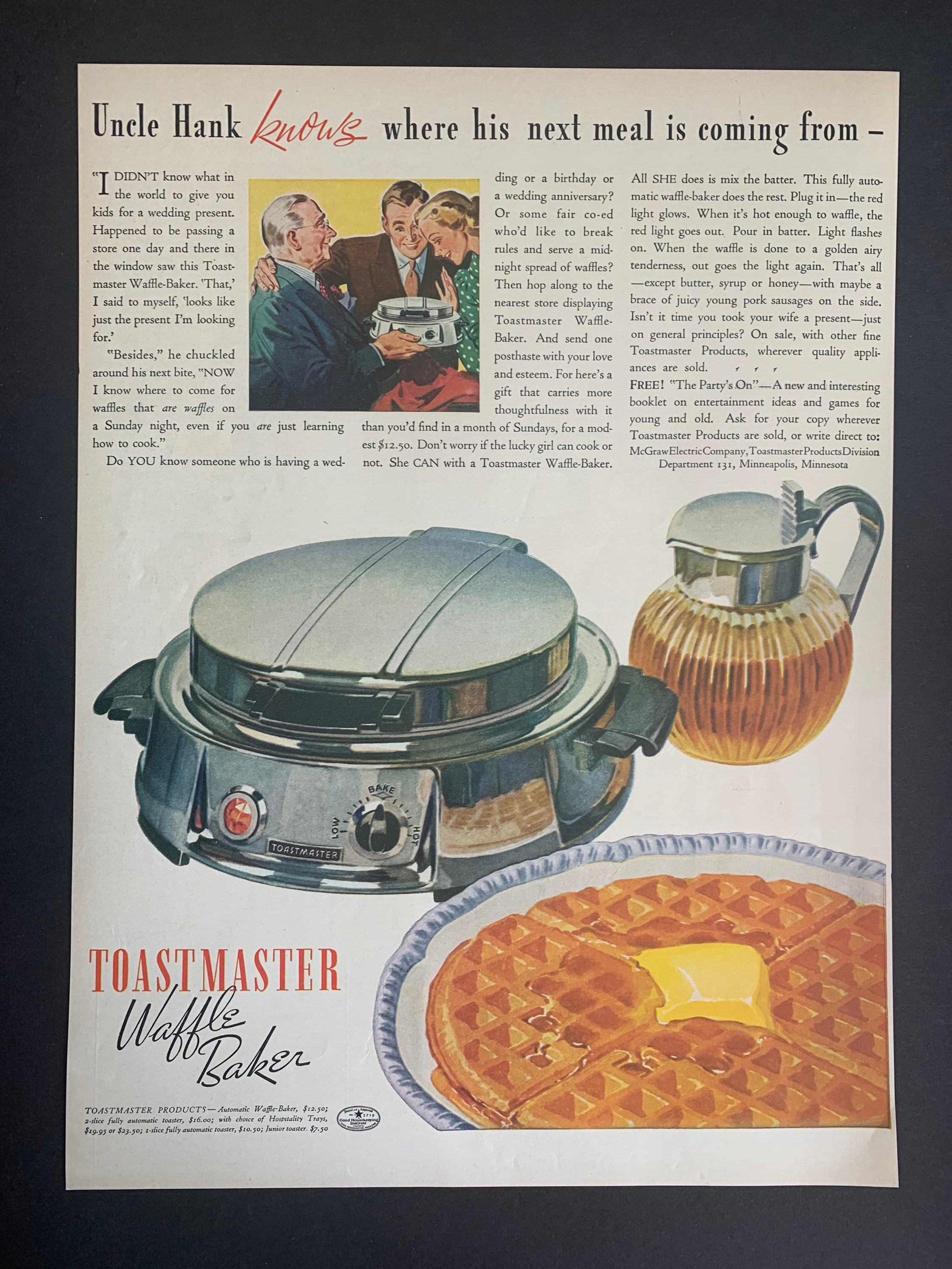 toastmaster belgian waffle maker vintage