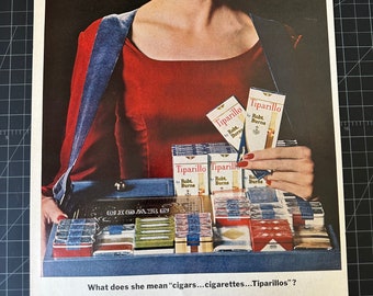 Vintage 1960s Tiparillos Cigars Original Print Ad