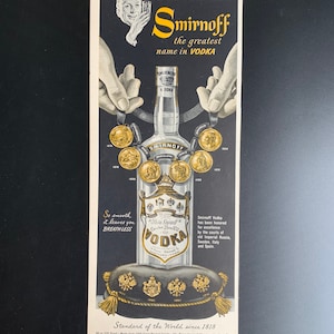 Vintage 1950s smirnoff vodka print advertisement