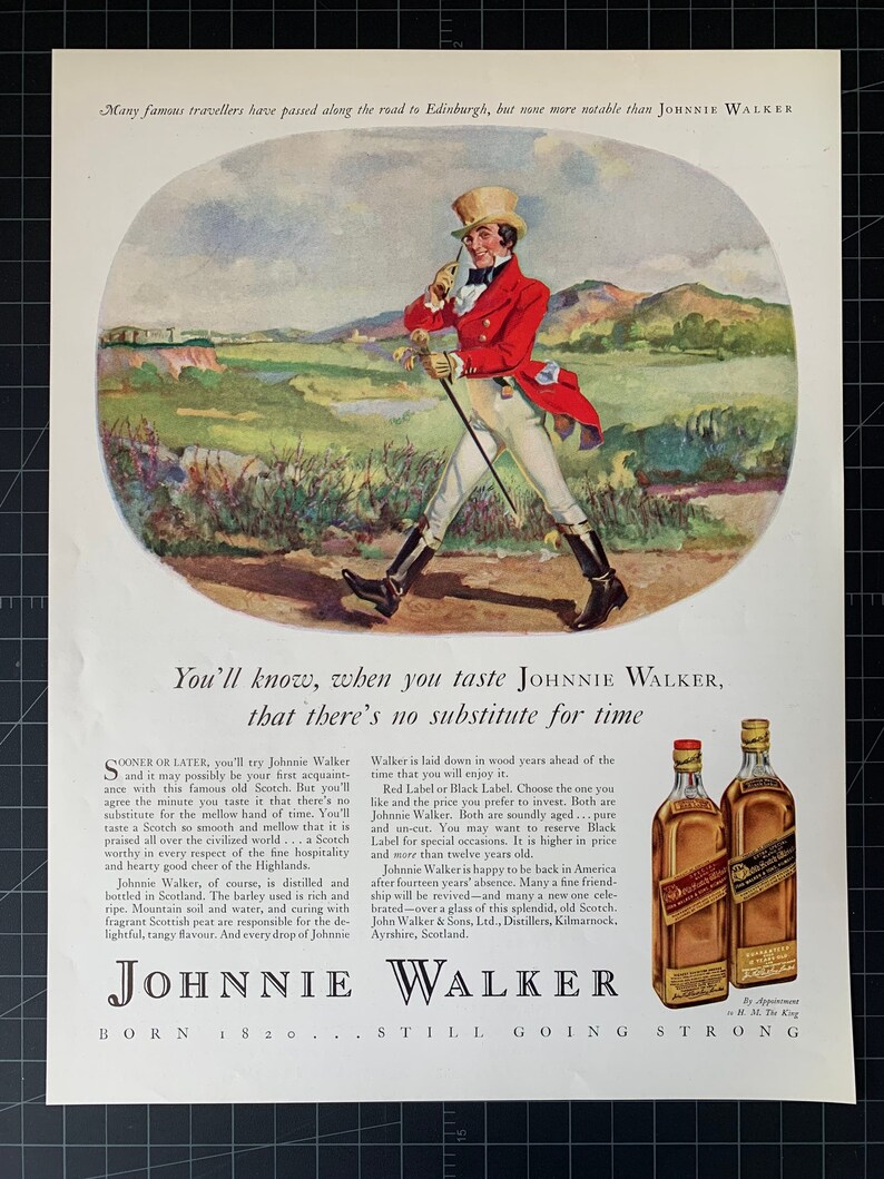 Vintage 1934 johnnie walker whiskey print ad image 1