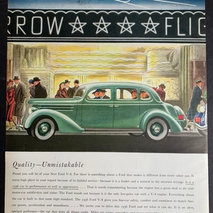 Vintage 1936 Ford V-8 Automobil Werbung